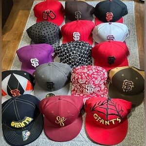 16 New Era 59fifty Cooperstown SF Giants Sz 8 Fitted Cap Hat Lot STAINED RESTORE